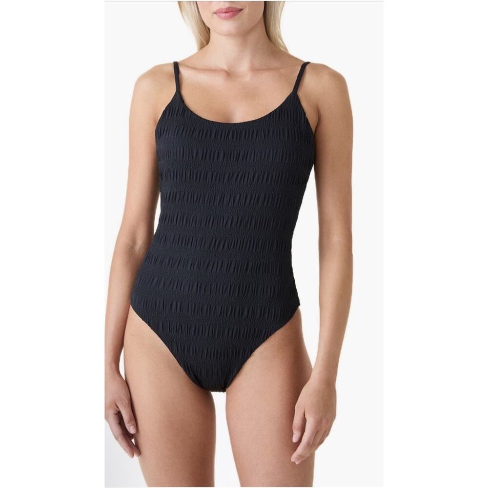 Andie Black Textured One-Piece Swimsuit